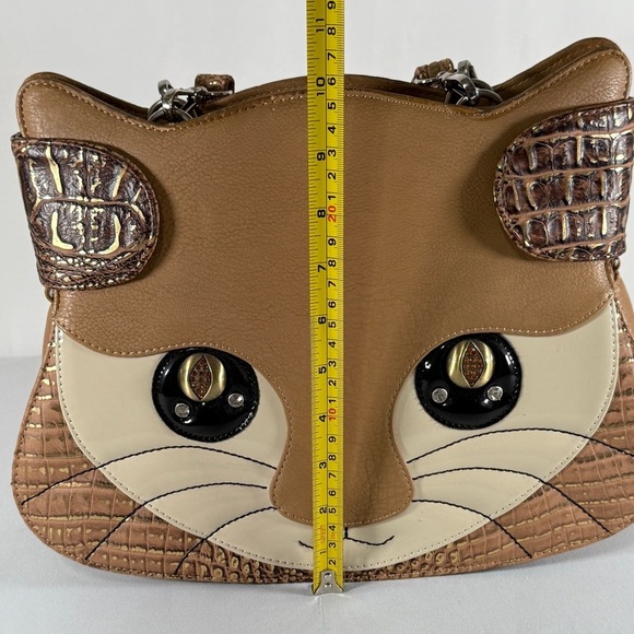 AMLIYA, Cat Face Brown and Cream Shoulder Bag - Picture 12 of 15
